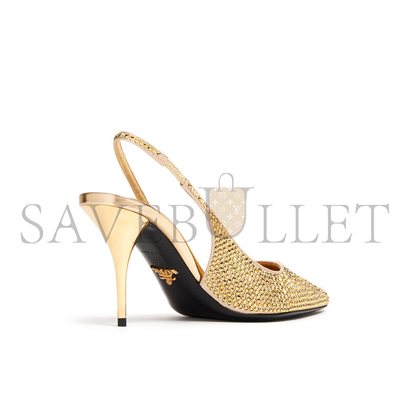 Pra*a crystal satin slingback pumps